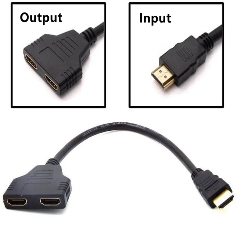 Hdmi Female 1 2 Splitter Cable Adapter  1 2 Hdmi Splitter One Input Two  Output - Audio & Video Cables - Aliexpress