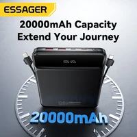 Essager 120W 20000mAh Power Bank with Two Built-in Cables 100W PD Fast Charging For iPhone 16 15 14 Pro Max iPad Macbook Laptop 2