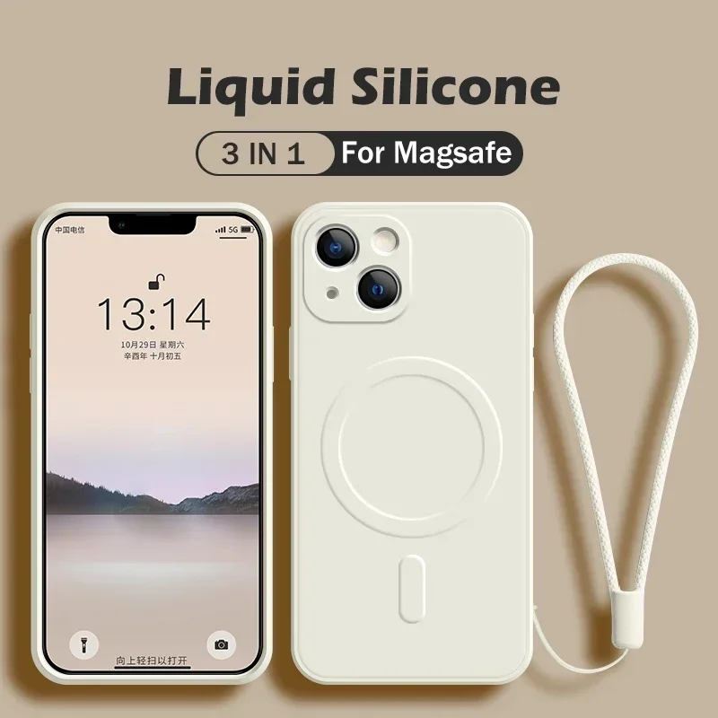 Magnetic Wireless Charging Liquid Silicone Phone Case Cover