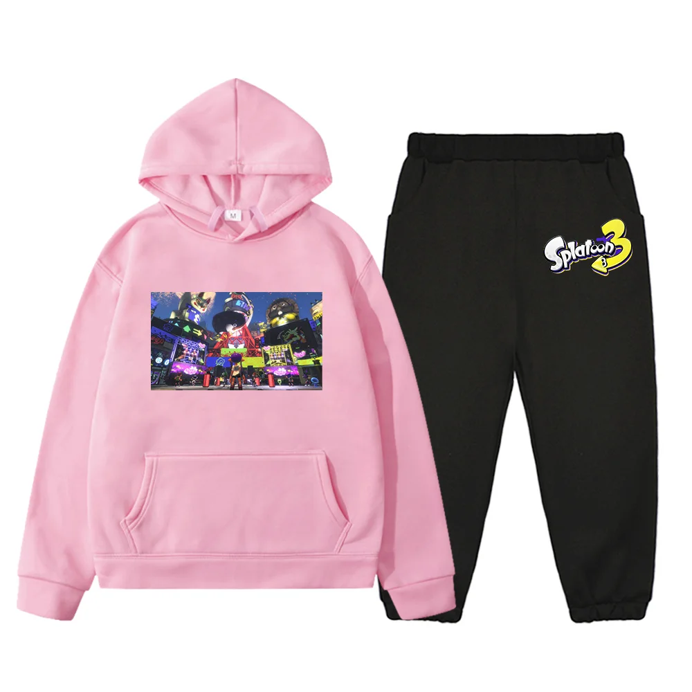 

Game Splatoon 3 Print Kids Hoodies and Pants Set Long Sleeve Boys Girls Sweatshirts for Autumn/Winter Cartoon Children Pullovers