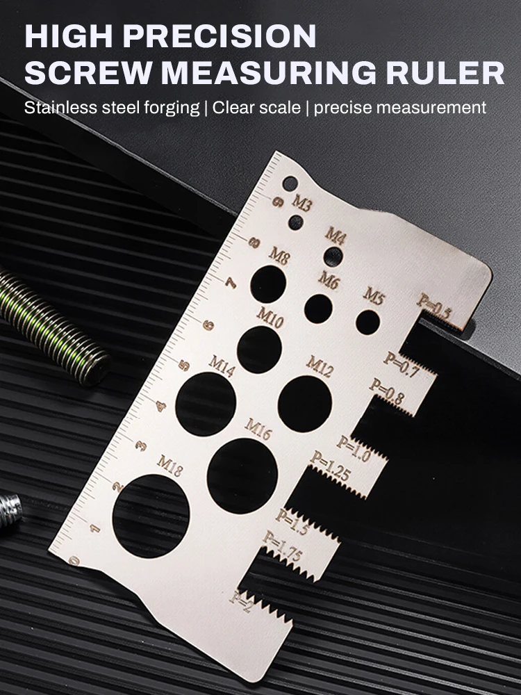 Thread Checker Screw Measurement Ruler Space Saving Measuring Gauge Tool For Bit Bolt Nut Screw Craft Industry And Home Use