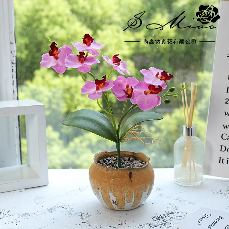 New Product Simulation Flower Two-pronged Phalaenopsis Creative Ornament Simulation Plant Factory Direct Supply Of Silk Flower