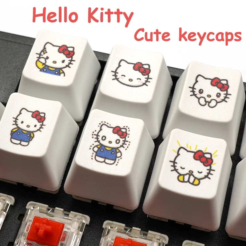 Sanrio Kawaii Hello Kitty Anime Keycaps Cute Cartoon Style Key Caps PBT