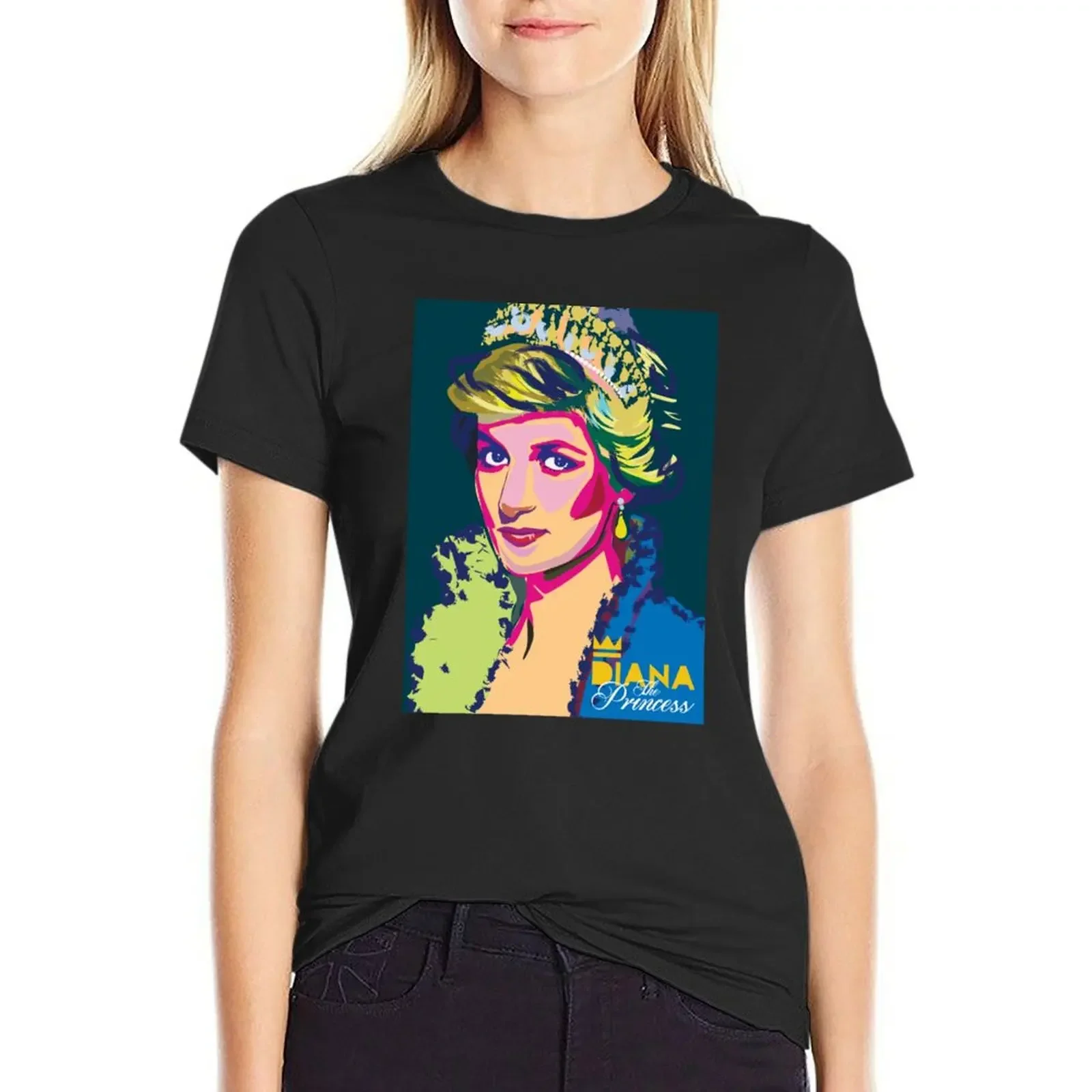 

Футболка принцессы Diana, летняя одежда, футболки, черные футболки для женщин