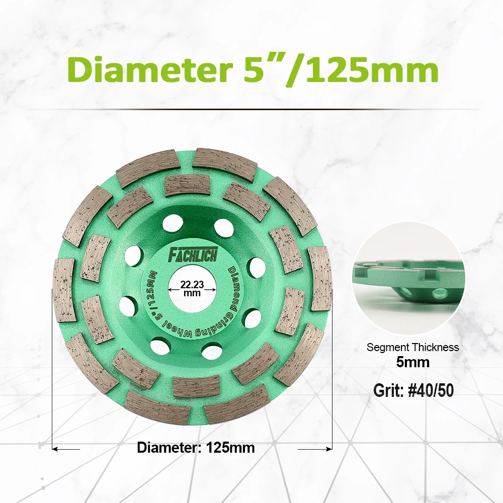 FACHLICH 1pc Dia125mm Diamond Grinding Cup Wheel 5inch For Stone Masonry Granite Concrete Polishing Angle Grinder Milling Plate