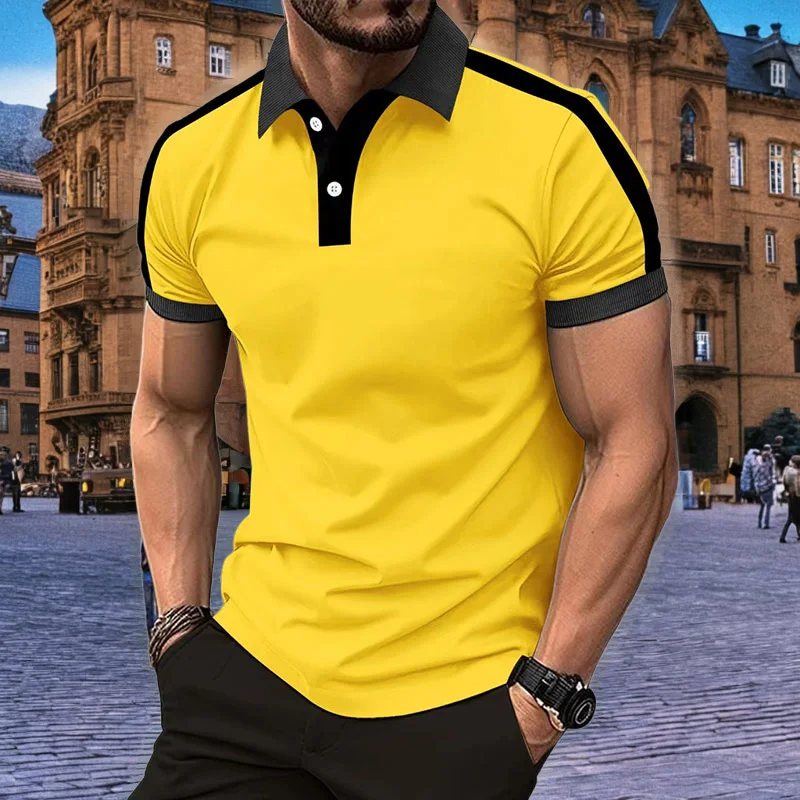 Polo décontracté à manches courtes pour hommes, t-shirt à revers à la mode, polo respirant pour hommes, affaires décontractées pour hommes, été, nouveau