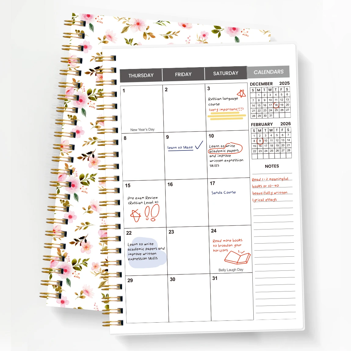 2026-2027 A5 Weekly & Monthly Planner – Jan 2026 to Dec 2027 Spiral Organizer with Calendar & Notes, School & Office Supplies