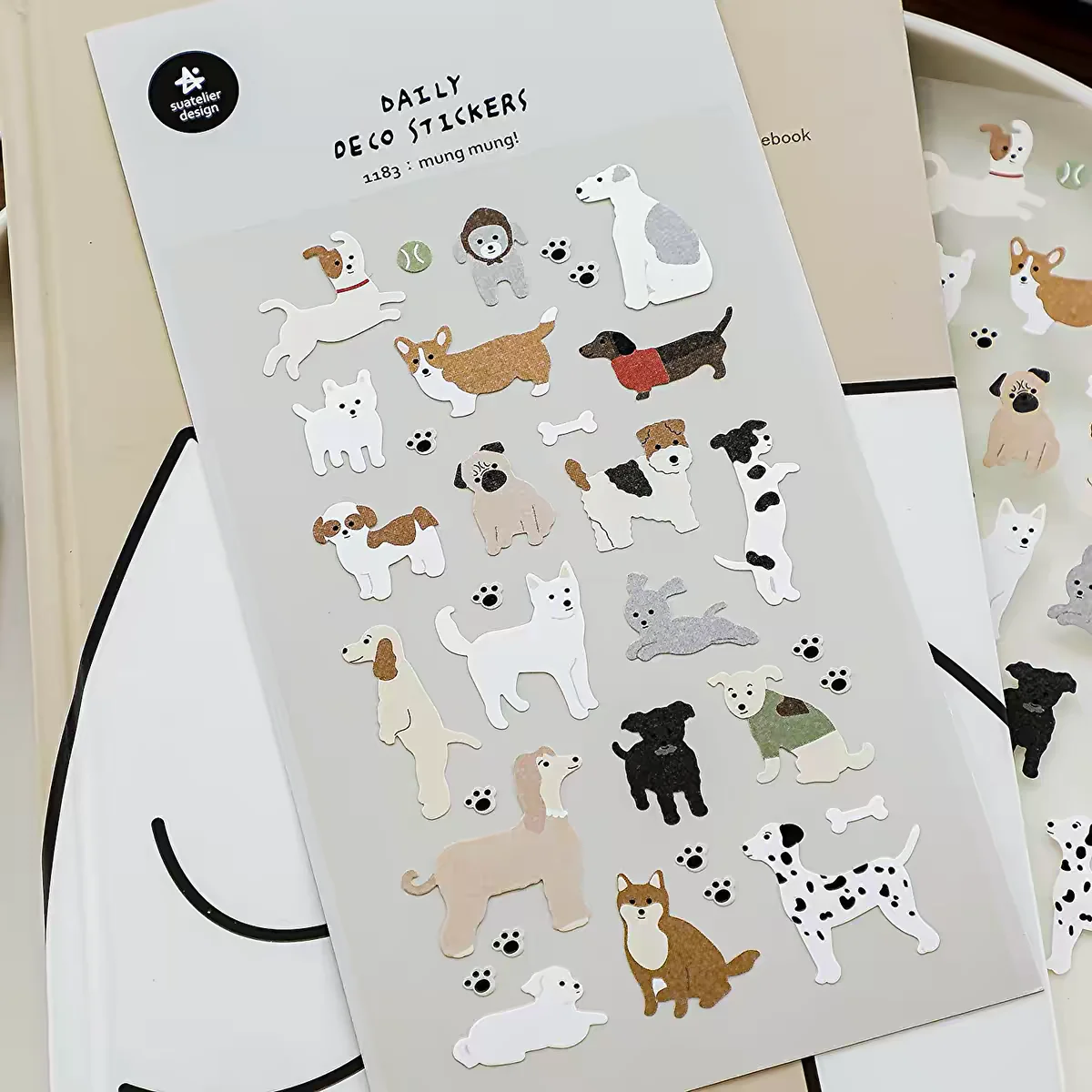 Koreanischer Import Suatelier Happy Dogs Mung Family Aufkleber Scrapbooking DIY Tagebuch Schreibwaren Aufkleber Niedliche Deko Schul-Aufkleber 1183