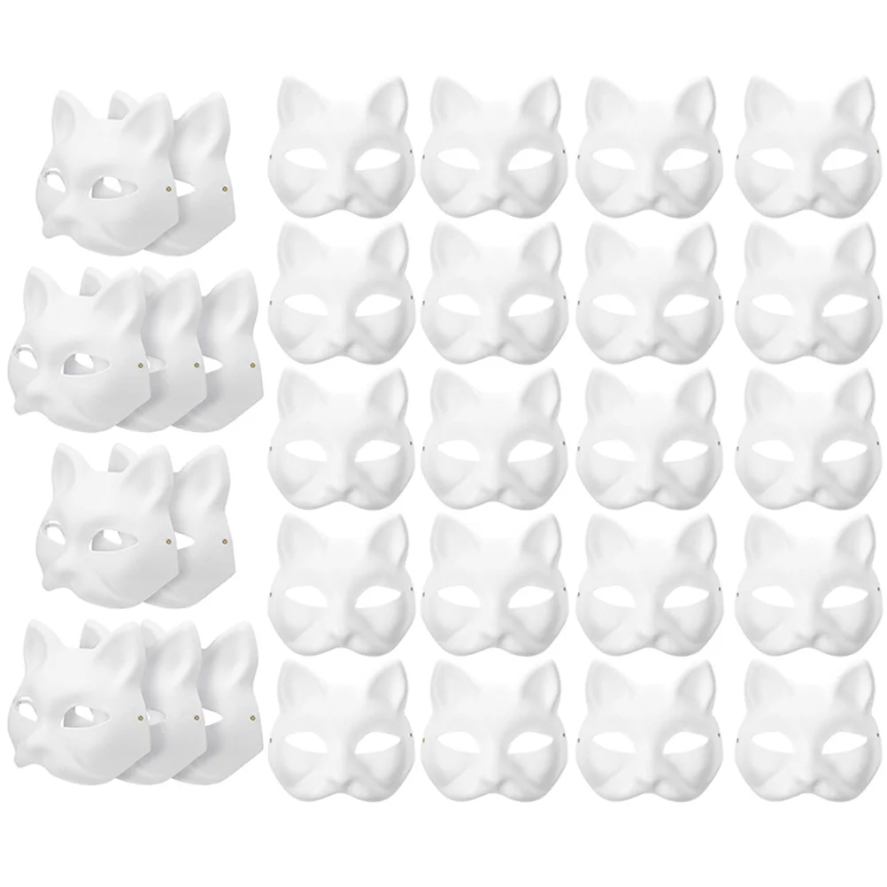 

White Cat Masks Blank Mask Cat Masks DIY Unpainted Half Face Mask Halloween Festival Cosplay Props