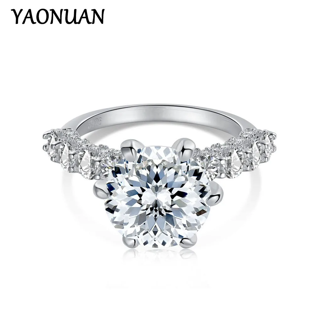 

YAONUAN 3.0 Carat 6-claw Moissanite Ring 100% 925 Sterling Silver For Women Wedding Luxury Jewelry, Certificado GRA Promise Ring