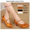 Hot Sale Dance Women Standard Latin Dance Training Shoes Satin Heel 5.5/7.5CM Ladies Ballroom Dance Shoes Soft Sole Modern Dance 1