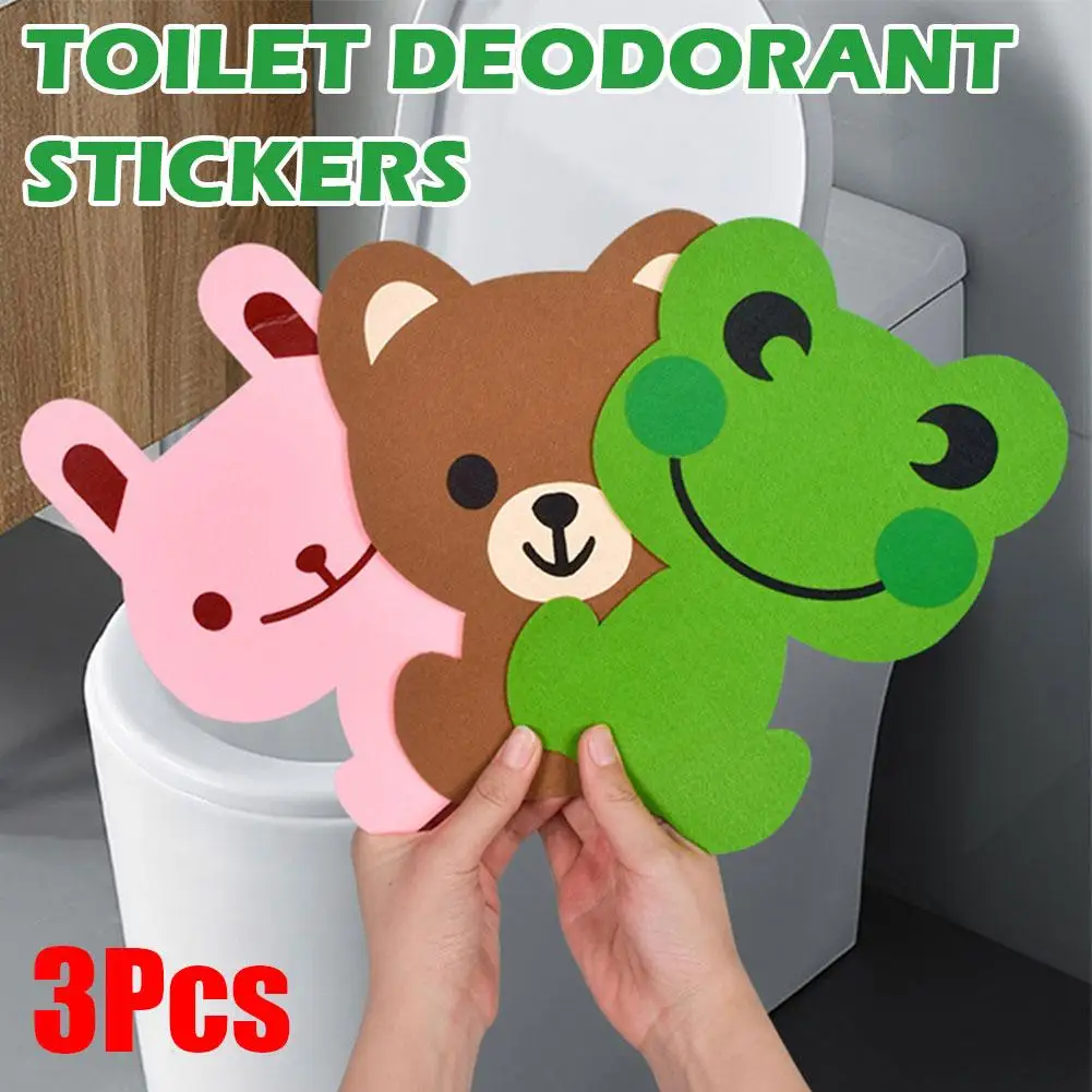 1/3pcs Toilet Deodorant Stickers Odor Elimination Creative Sticker Home Non-woven Cartoon Bathroom Decoration Deodorizing T P7X0