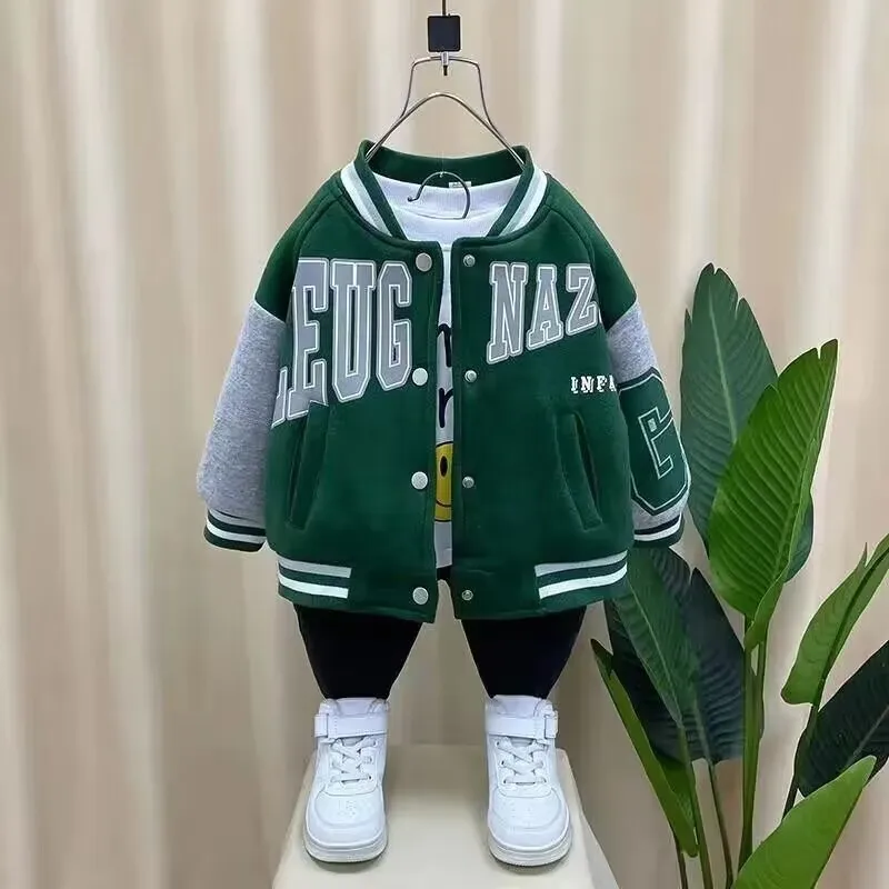 Boys Warm Jacket Autumn and Winter New Children's Cotton Clip Thickened Jacket Kids Baby Baseball