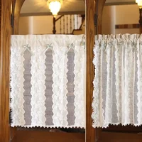 Curtain Window  Pastoral Style Kitchen Window Cabinet Curtain Valance With Embroidery Flower 1