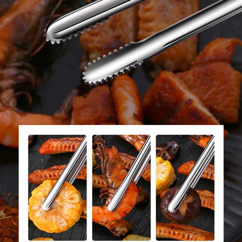 Food Tongs Stainless Steel Kitchen Steak Utensils Buffet Cooking Tool Barbecue Anti Heat Bread Clip Pastry Clamp