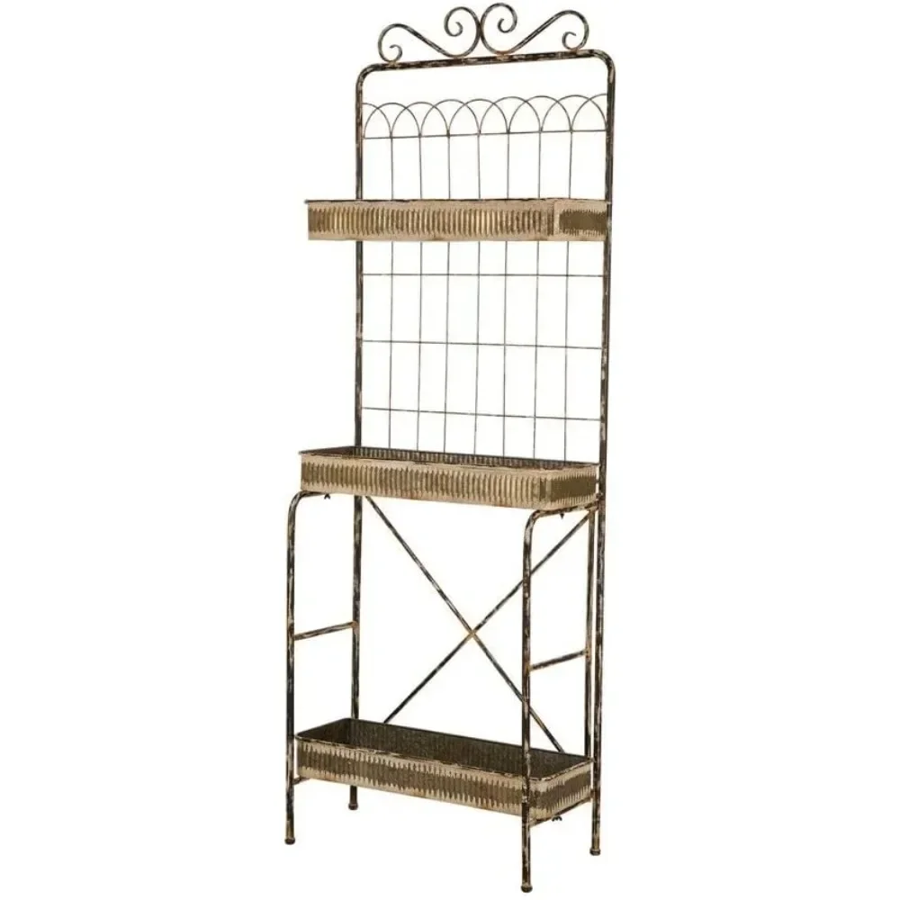 

68"H Farmhouse Garden Planter 3Tier Metal Display Plant Stand Storage Shelf Indoor Outdoor Floor Standing Storage Organizer Rack