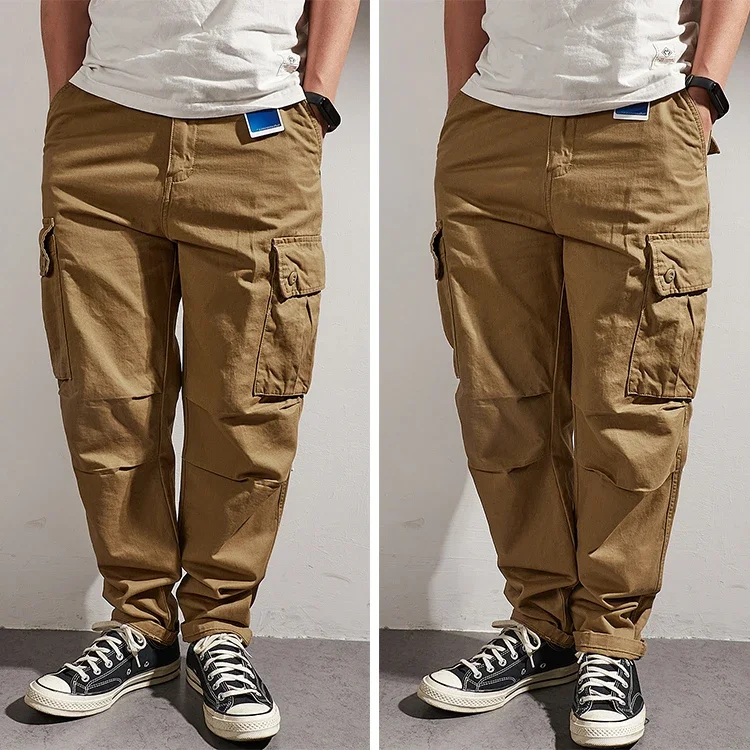 Description Picture 4 of itemAmerican-style functional wind overalls men can wear multi-pocket trousers in four seasons, plus size loose pure cotton standing