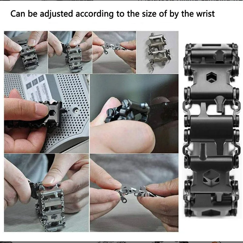 Multi Stainless Tool Bracelet for Men Multitools Hiking Camping