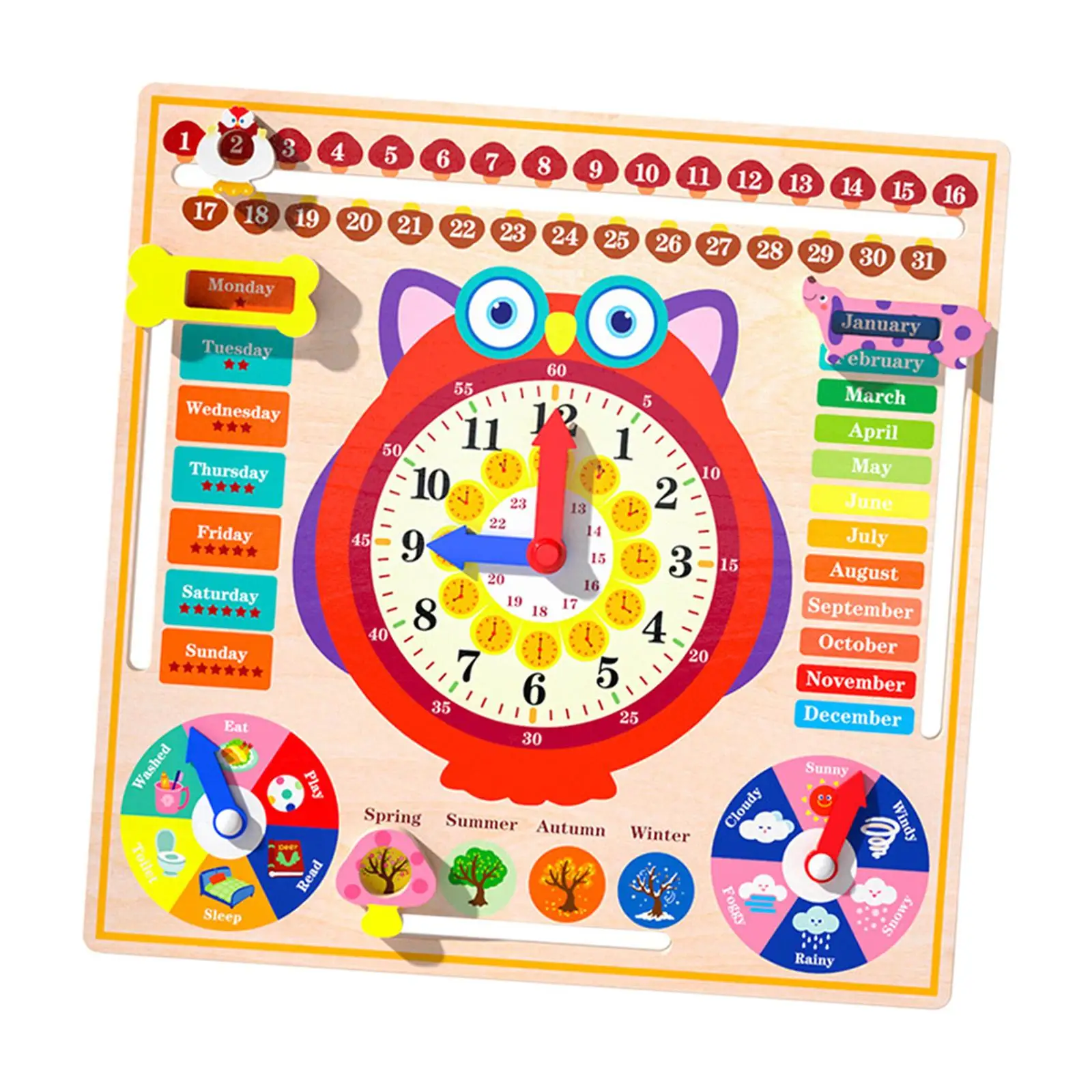 

Montessori Wood Toy Cognitive Board Days of Week for Boys Girls Toddler Kids