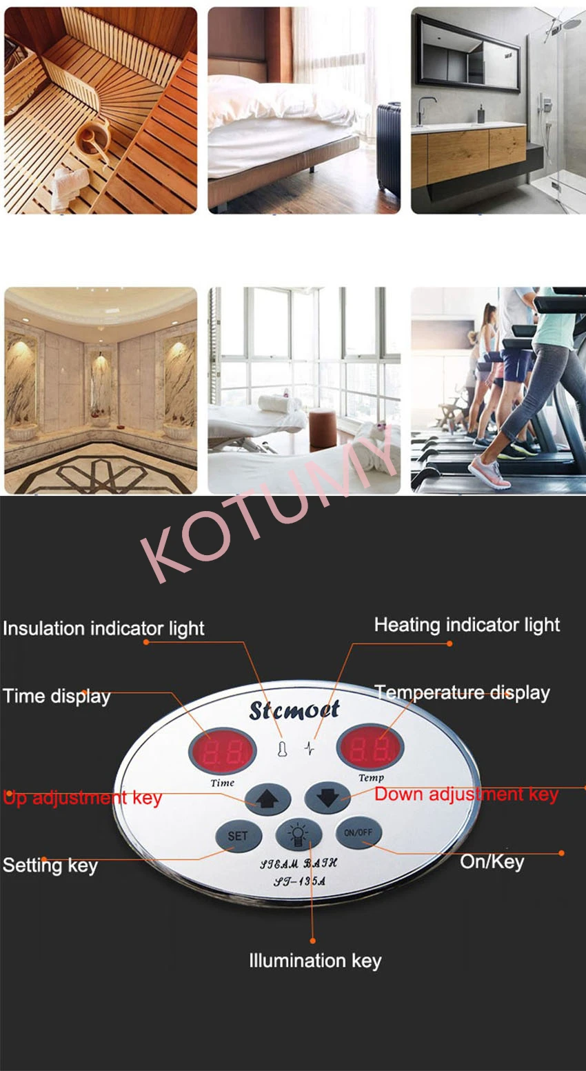 Description Picture 2 of item6KW Steam Generator 220V/380V Home Steam Maker Machine Sauna Bath SPA Steam Shower  Digital Controller Mist Making Machine