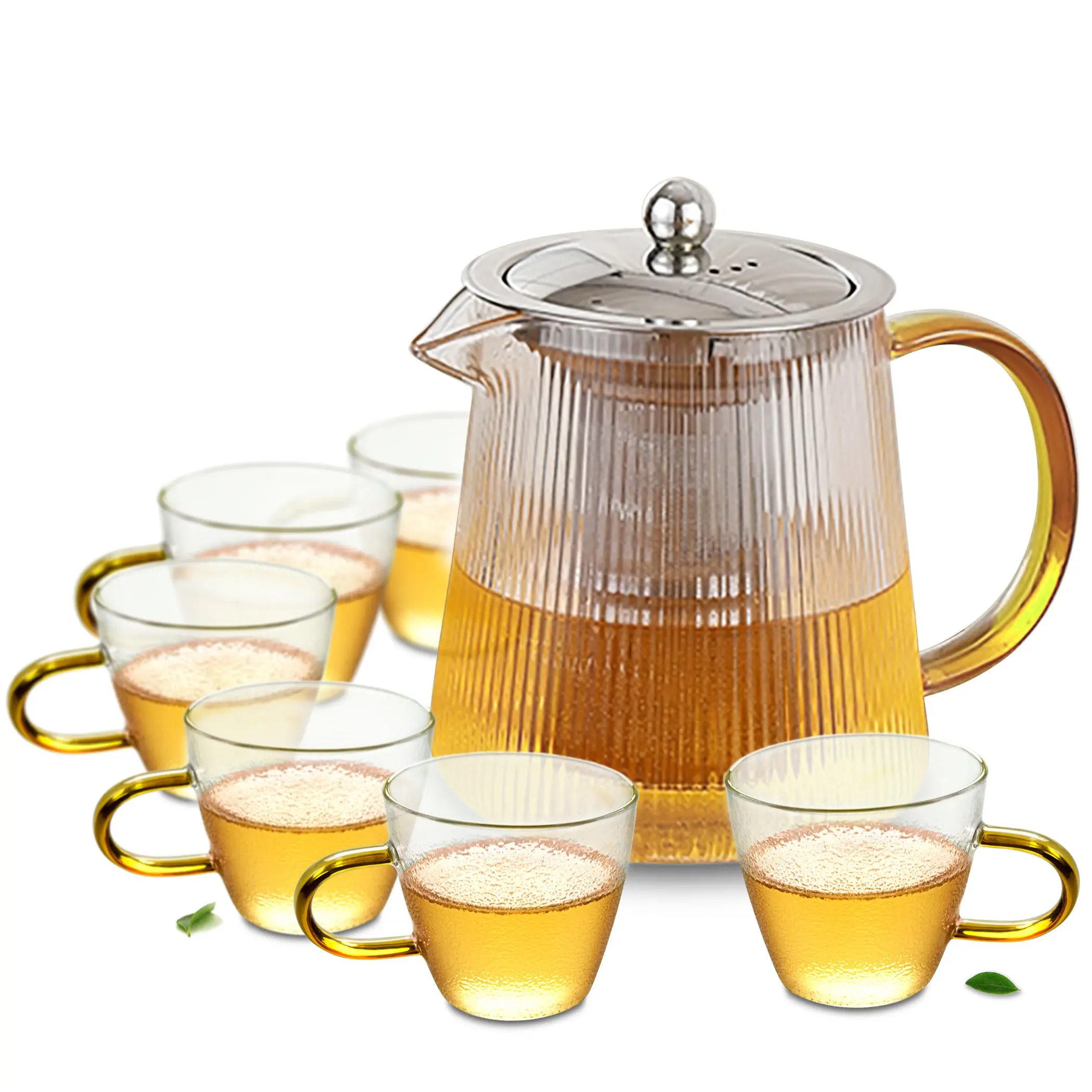 

7 in 1 Tea Set - 1pc 850ml Heat-Resisting Glass Teapot with Lid + 6pcs 120ml Cup