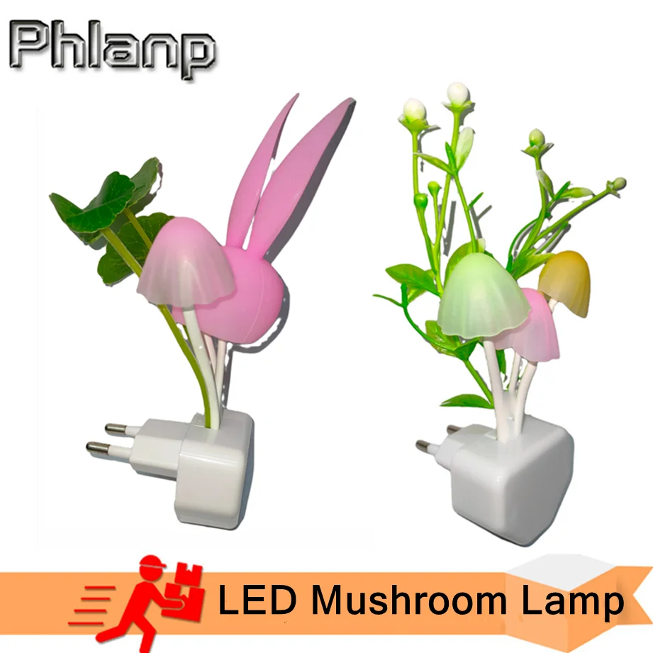 

Novelty Night Light EU & US Plug Induction Dream Mushroom Fungus Luminaria Lamp 220V 3 LED Mushroom Lamp led night lights 7 colo