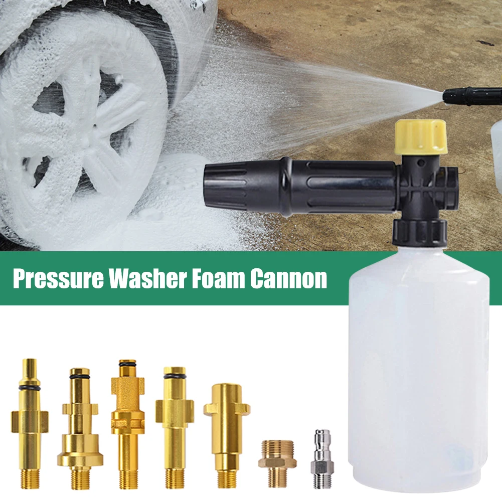 

Foam Cannon Sprayer for Pressure Washer 60-180Bar Car Wash Cleaning High-Pressure Water Gun Foam Pot 0-60° Adjustable Angle 0.6L