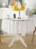 White lace tablecloth round mirror flower vine pattern living room dining table decoration 3
