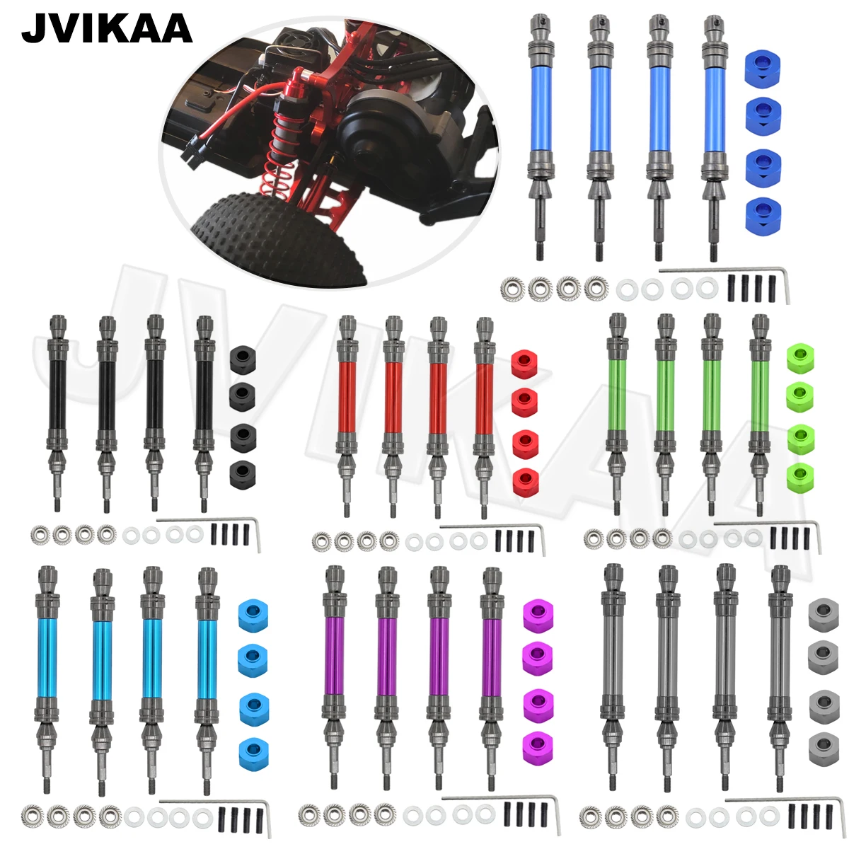 for Traxxas Front & Rear Drive Shaft CVD Transmission Axle with Adapter