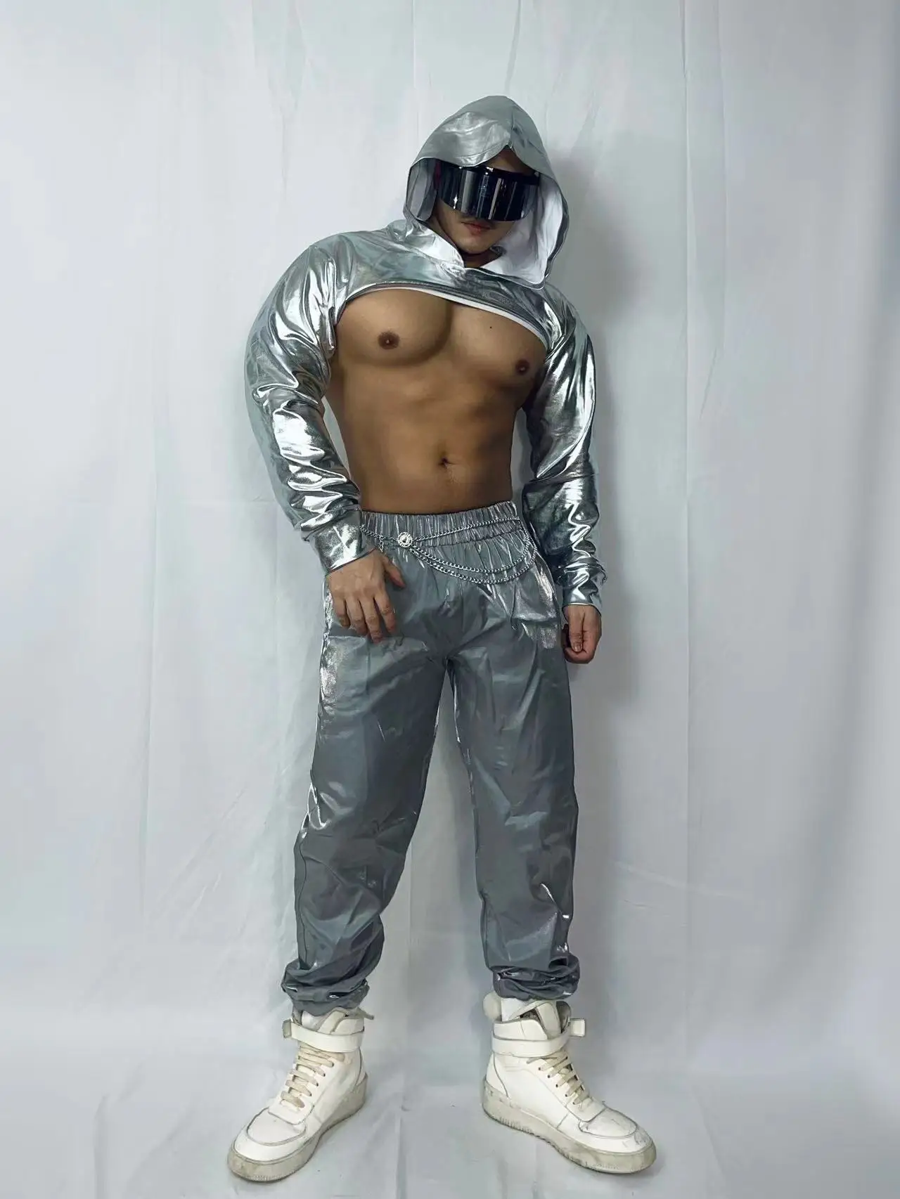 Future Space Theme Performance Clothes Nightclub Bar Party Show Costume  Muscle Male Dancer Team DJ Pole Dance Stage Wear