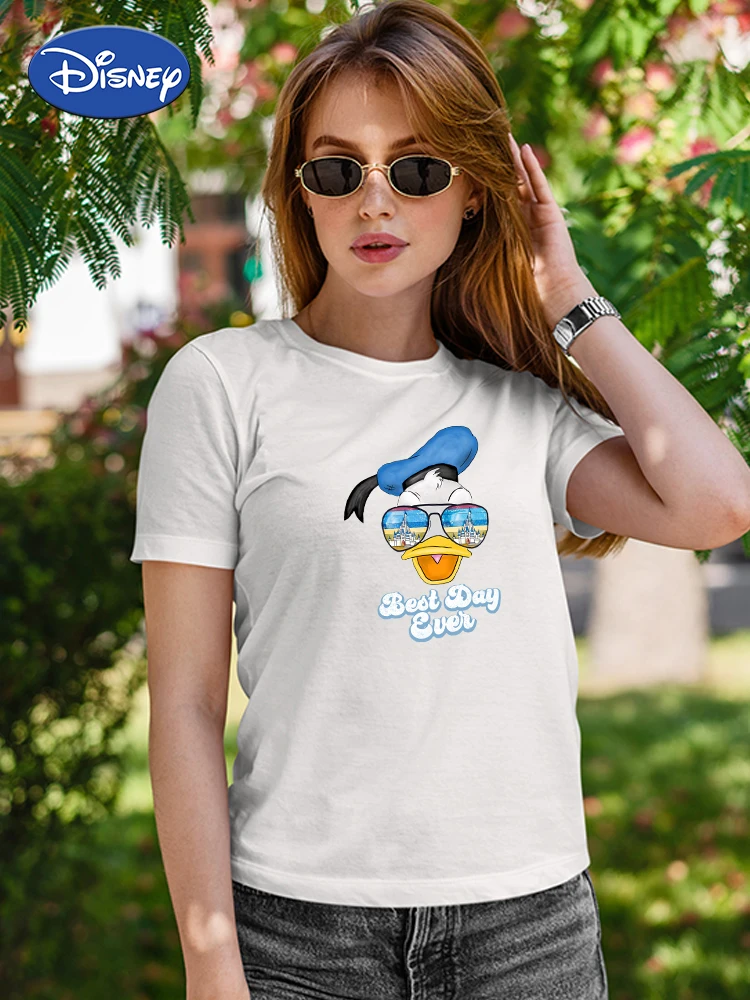 

Y2K Disney Donald Duck Korean Custom T Shirt Woman Fashion Young Casual New Girls Can Do Anything Short Sleeve Comfy Female Tee