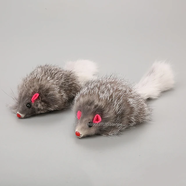 Cat Mice Toys False Mouse Cat Toy Long Tail Mice Soft Real Rabbit Fur Toy For Cats Plush Rat Playing Chew Toy Pet Supplies 4