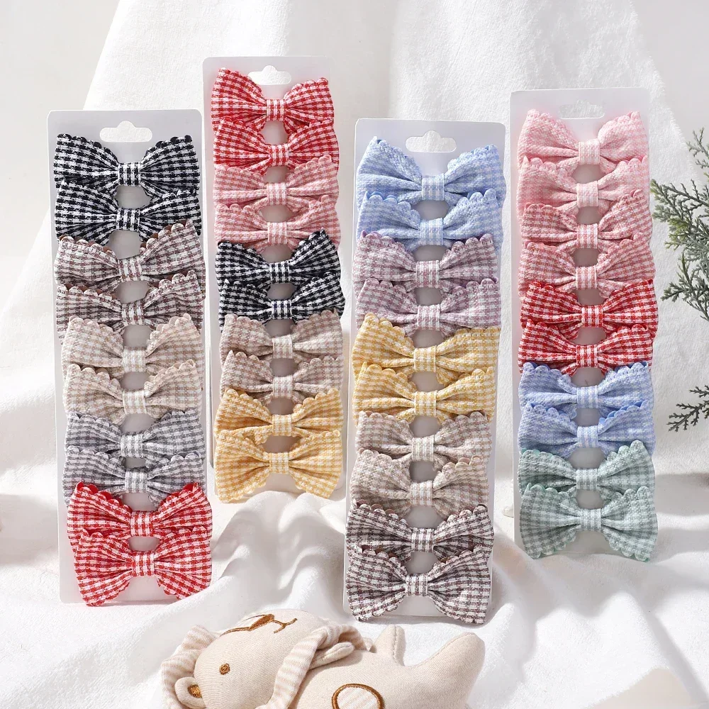 

10PCS/Set New Girls Cute Plaid Print Hairpins for Kids Children Sweet Headband Hair Clips Barrettes Fashion Bow Hair Accessories