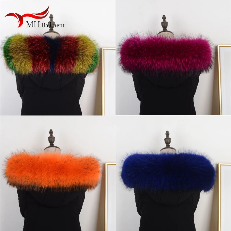 Natural Fur Scarves Women Winter 100% Real Raccoon Fur Collar High Quality Coat For Hat Collar Thick Warm Fashion Coat Collar