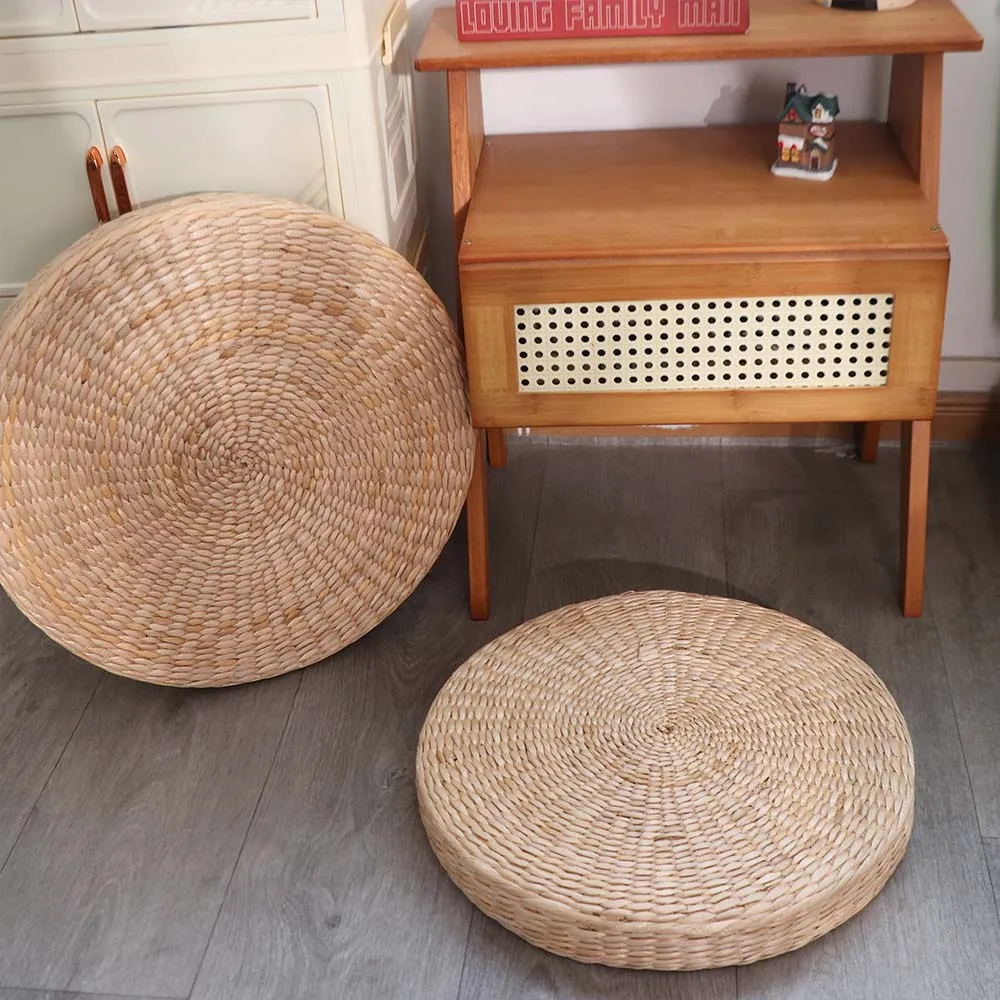 Durable Japanese Style Natural Straw Futon Cushion Round Handmade Tatami Cushion Woven Floor Mat Temple