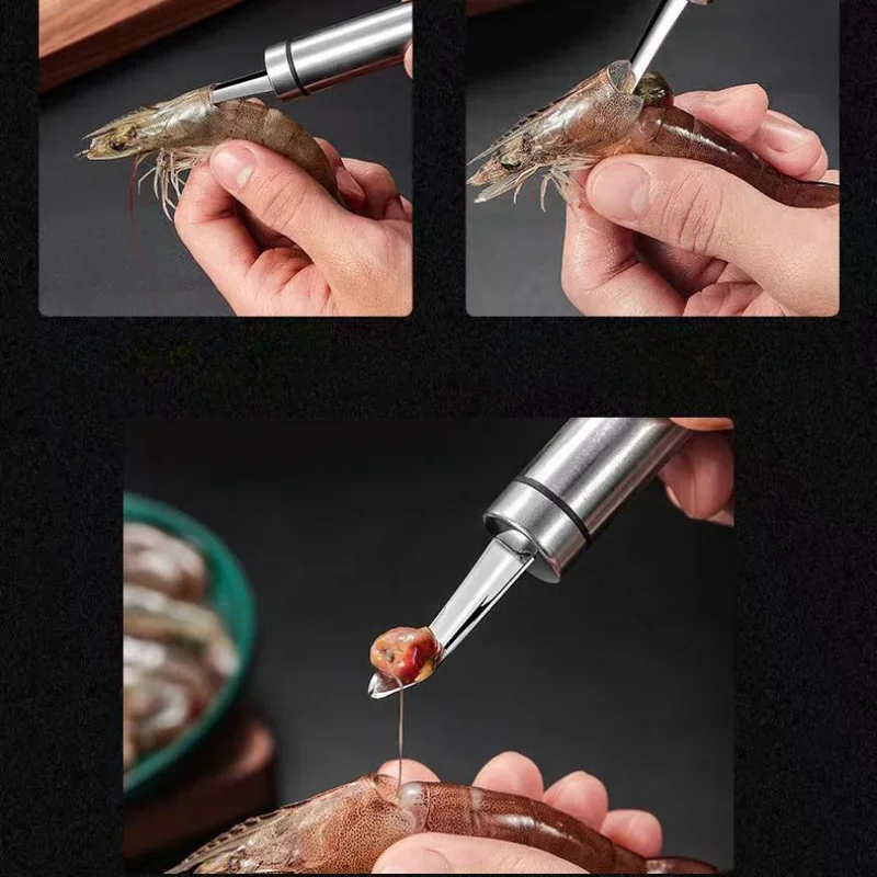 Stainless Steel Shrimp Deveiner Tool Ergonomic Handle Seafood Peeler Shrimp Cleaning Knife Kitchen Gadget for Meat Removal