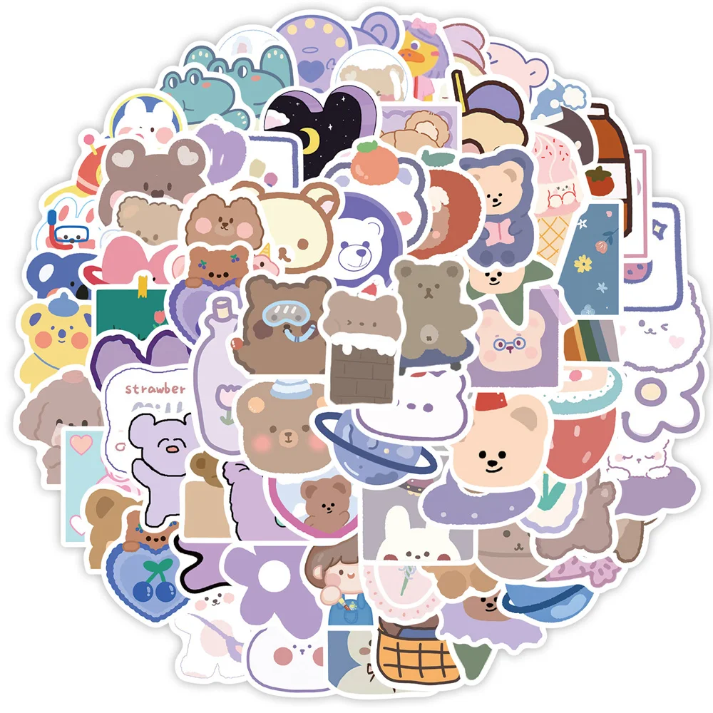 

10/30/50PCS Cartoon Cute Bear Personality Creative Sticker Refrigerator Computer Phone Skateboard Waterproof Sticker Wholesale