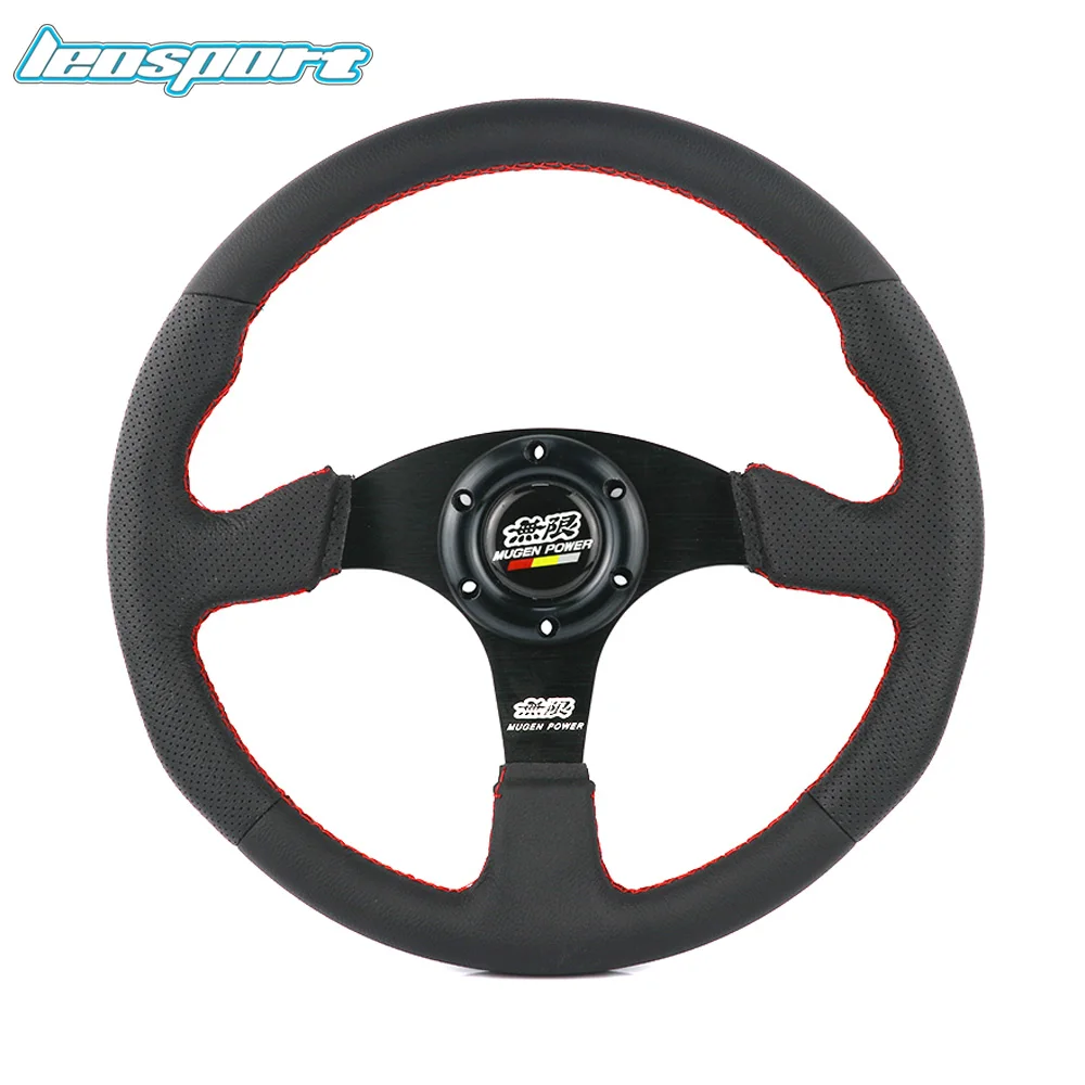14350mmForMugenSteeringWheelSuedeLeatherredlineSteeringWheelFlatMugenRacing