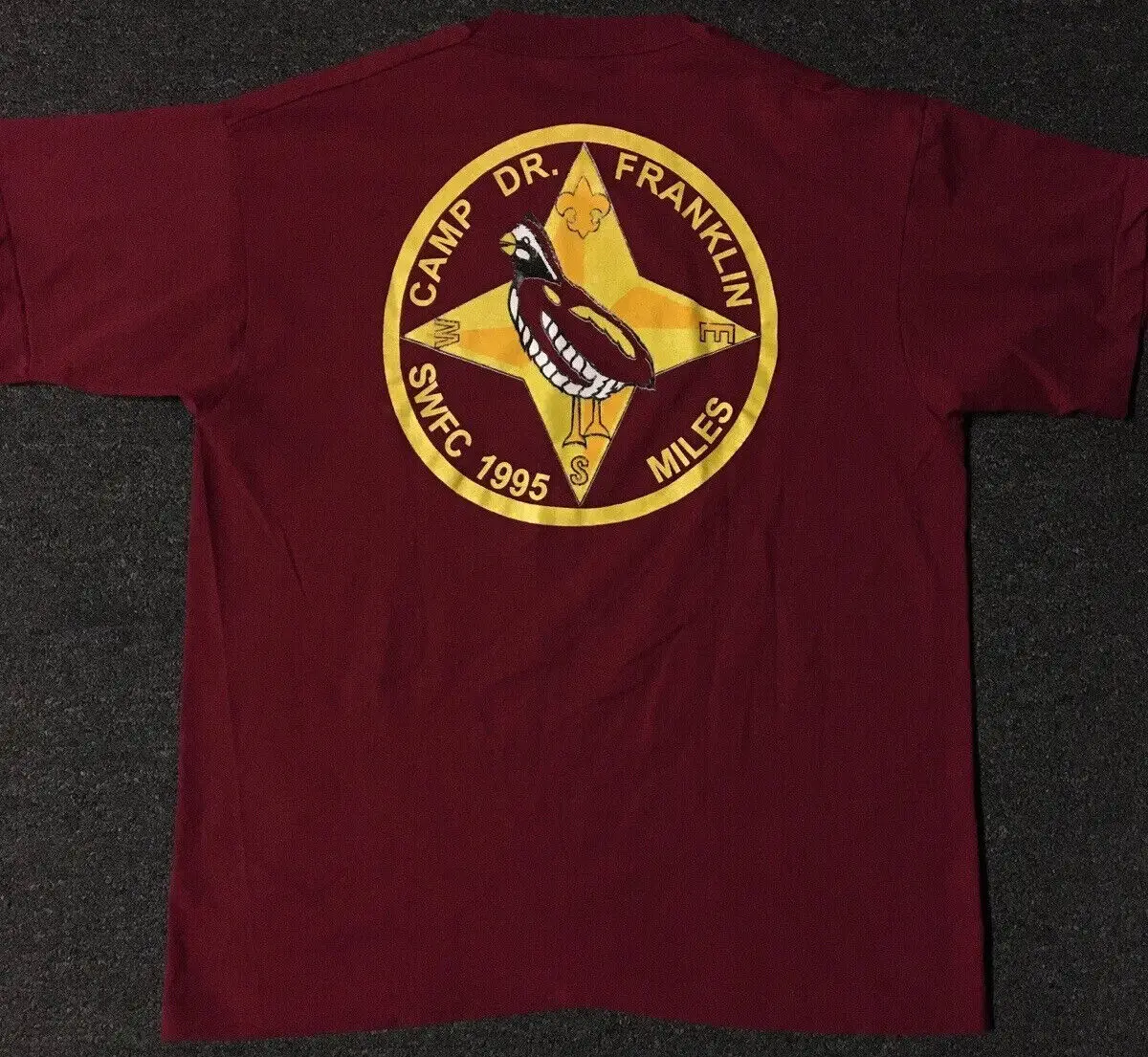 Vtg 90S Dr Franklin Miles Boy Scout Camp Shirt M Usa Swfc Track School Pe 80S Maniche Lunghe