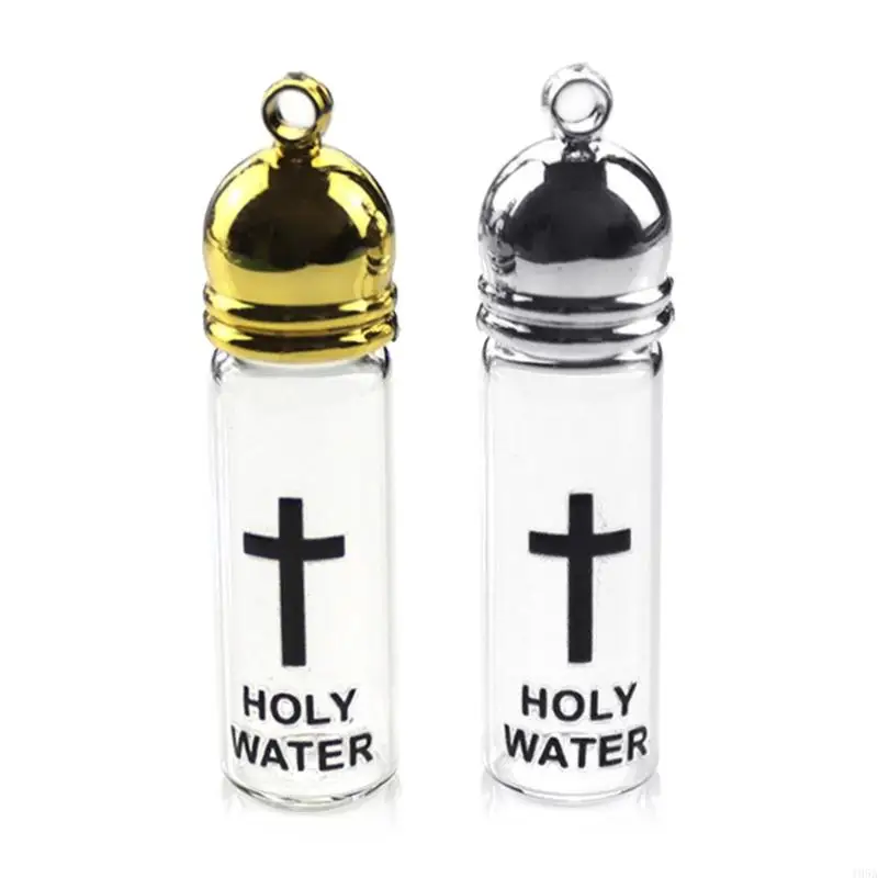Bottle Elegant Holy Water Glass Container Featurings Silver/Gold Color Lid For Spiritual Ritual Collectors holy water bottle