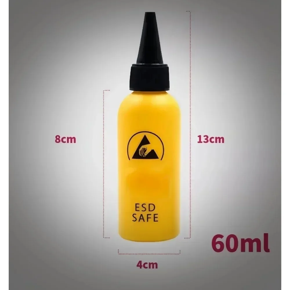 60ml Plastic Liquid Alcohol Bottle Rosin Solvent Anti-static Adhesive Bottle with Dispensing Needle for Glue DIY Repair Tool