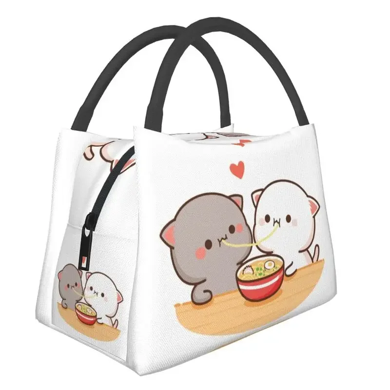 

Peach And Goma Mochi Cat Eating Ramen Insulated Lunch Tote Bag for Women Resuable Cooler Thermal Food Lunch Box Hospital Office