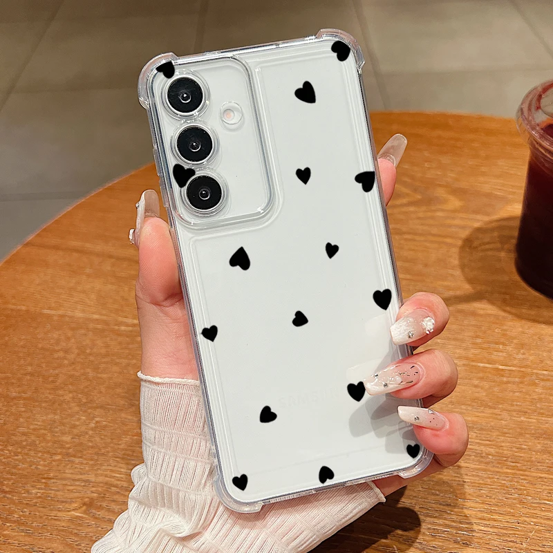 Elegant Love Heart Pattern Shockproof Clear Phone Case