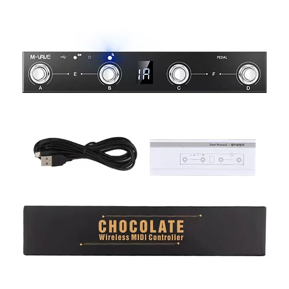 M-VAVE Chocolate MIDI Controller BT Rechargeable 4 Buttons MIDI Controller Pedal APP Control With Wireless Transmission System