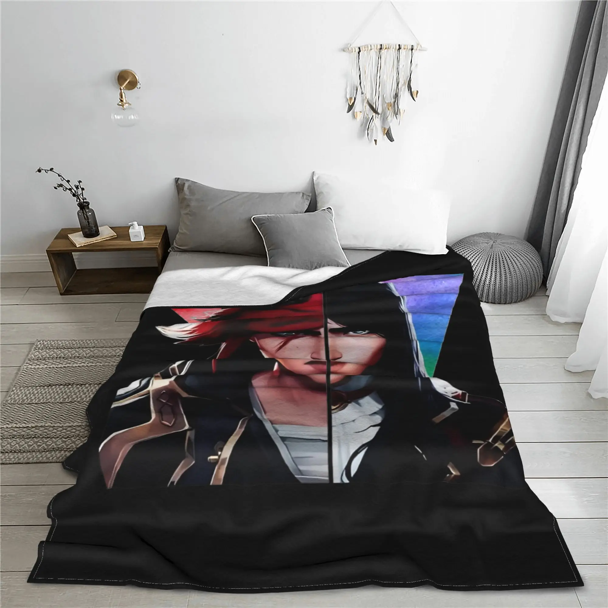 Caitvi Arcane Caitlyn Vi Blankets Flannel Spring Autumn L-Leagues of Legend Game Warm Throw Blanket for Sofa Travel Rug Piece 6