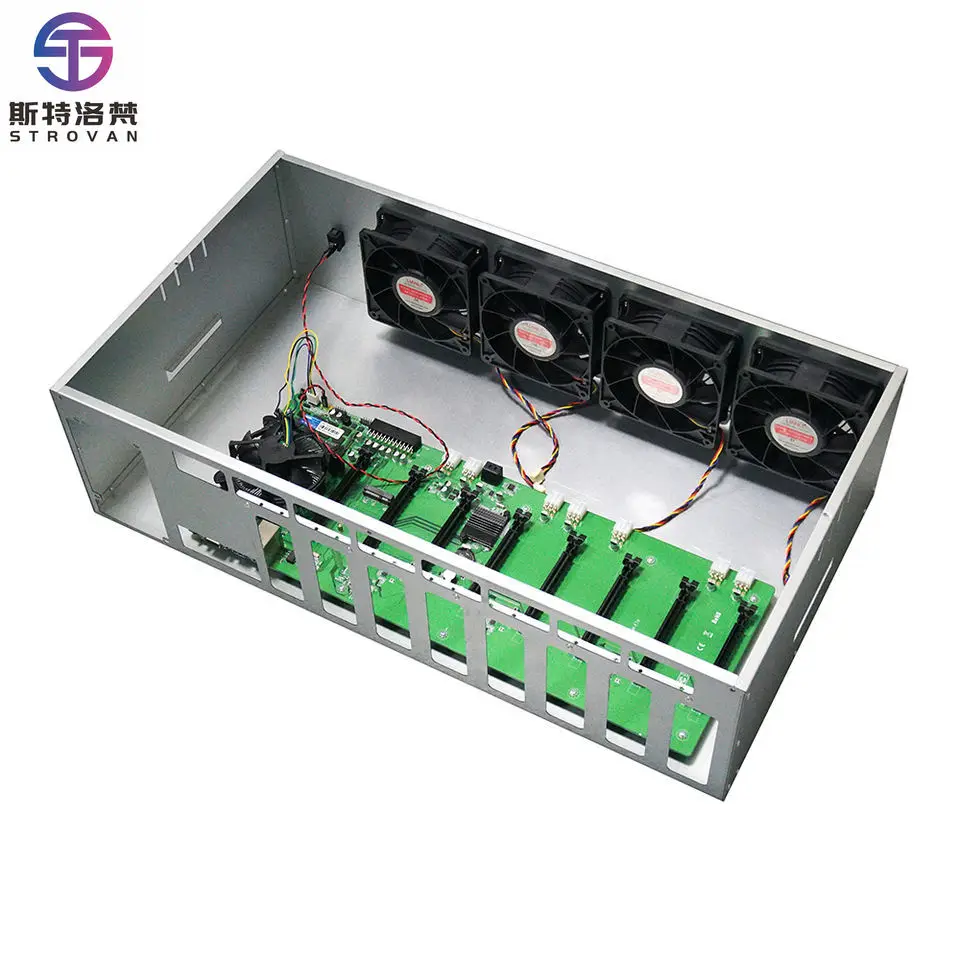 머신 마더보드 서버 케이스 580 8GB GPU 그래픽 카드 섀시 케이스 박스 8 GPU 240MH/s 케이스 USB 192비트