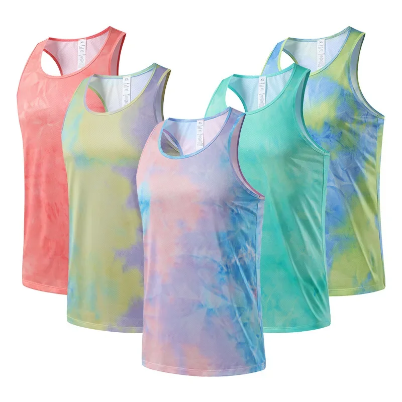 Men's Running Gym Tank Tops Fitness Workout Joggers Sleeveless T-Shirt Marathon Sports Vest Summer Basketball Training Clothes