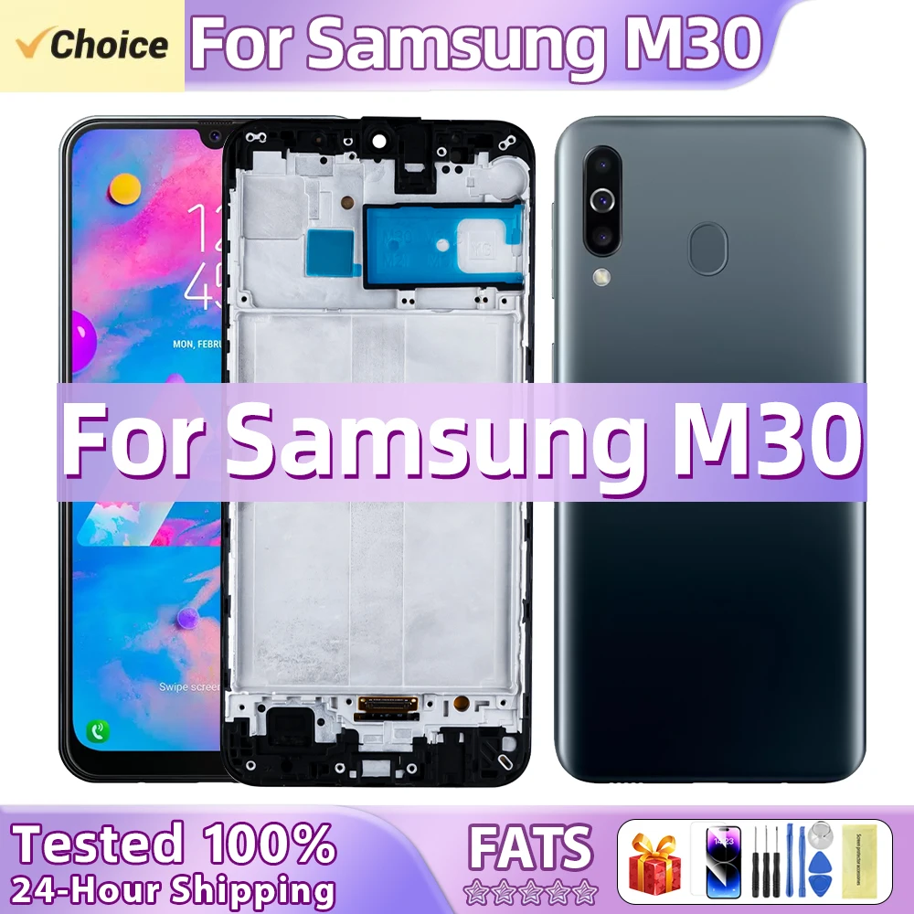 AMOLED LCD 디스플레이 터치 스크린 디지타이저, 프레임 조립 교체 부품, 삼성 갤럭시 M30 M305 SM-M305F SM-M305DS 