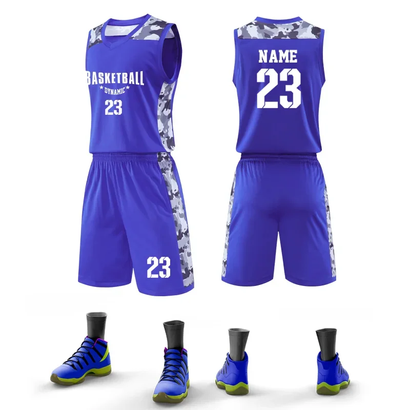 Personalized Adult Digital Print Basketball Jersey Polyester Mesh Summer Breathable Basketball Uniform Set For Men LQ2056