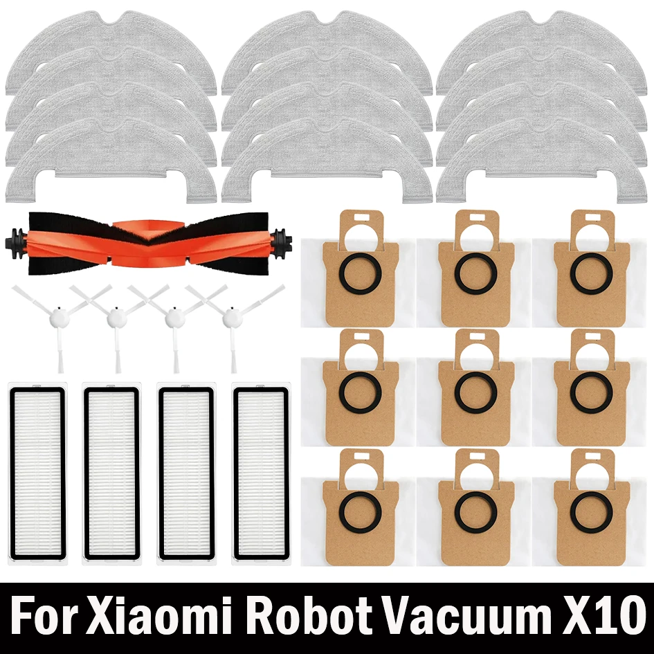 Robot Vacuum Cleaner Parts Replacement Main Side Brush Hepa Filter Mop Cloth Dust Bag Accessories For Xiaomi Robot Vacuum X10